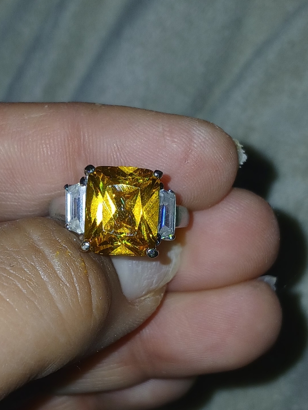 .925, 3ct Citrine, Size 9 Ring